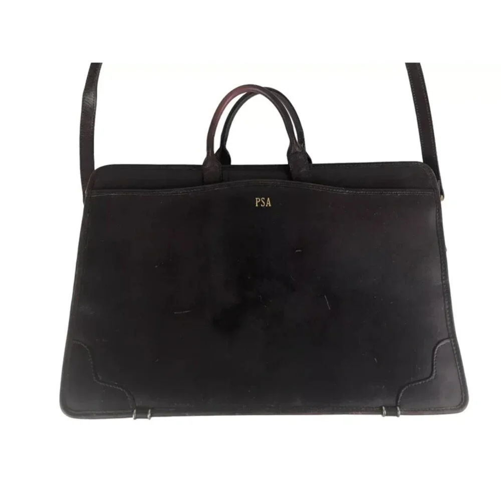 Dilana Briefcase Document‎ Case Unisex Brown Leather Detachable Strap Bag